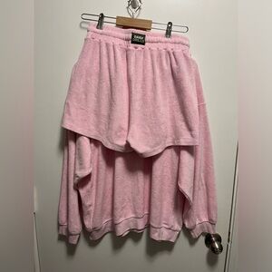 Daily Drills Pink Terry Cloth Set Top Size M/L Bottoms Size XS/S